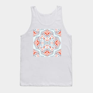 Mint and Orange Geometric Flower Mandala Tank Top